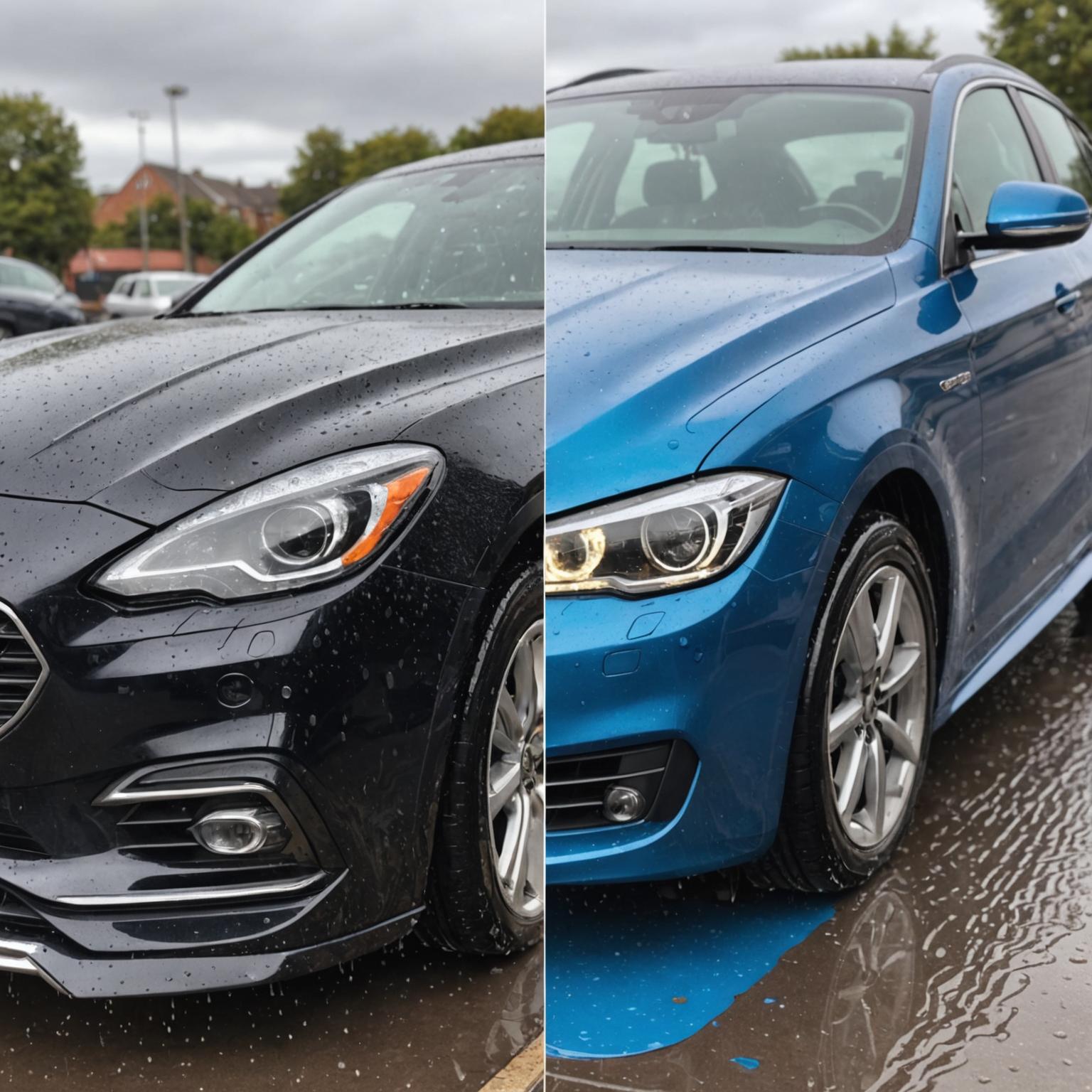 Ceramic paint protection being applied to a car