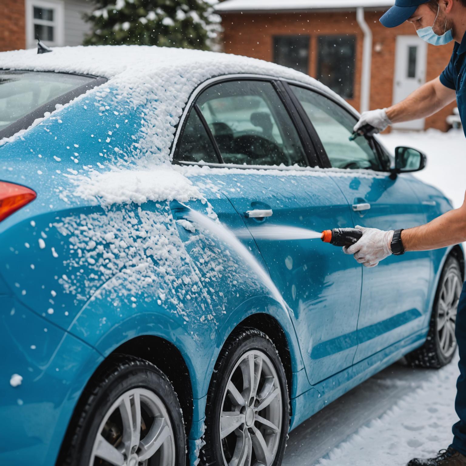 Korsgate team member applying gentle foam to a vehicle by hand