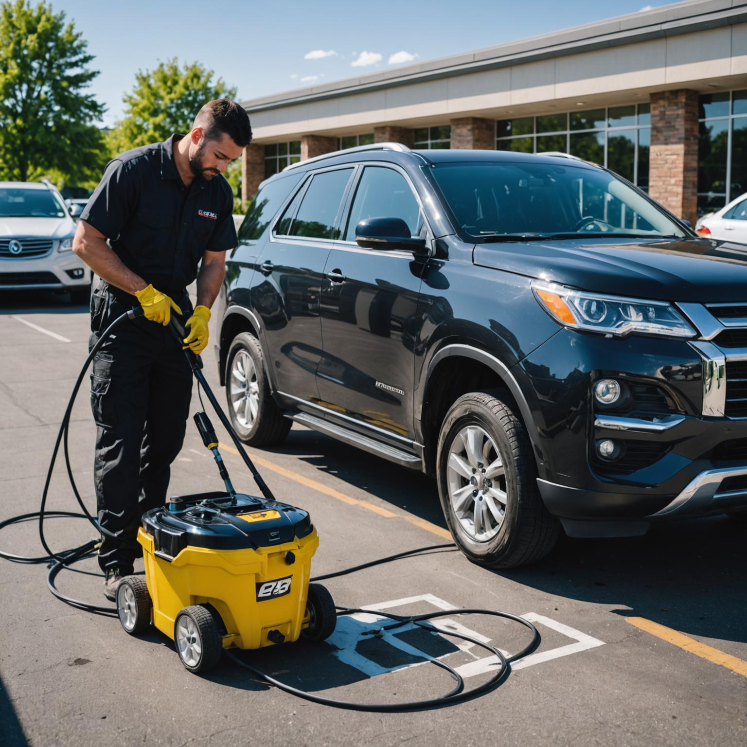 Korsgate mobile wash team servicing a vehicle on-site
